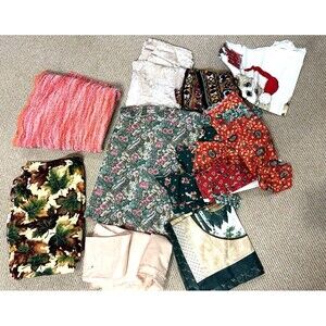 4 pound fabric lot quilt Christmas fall holiday vintage funky fun pieces